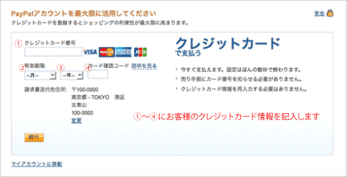 クレジットカード情報の登録 クレジットカード情報の登録