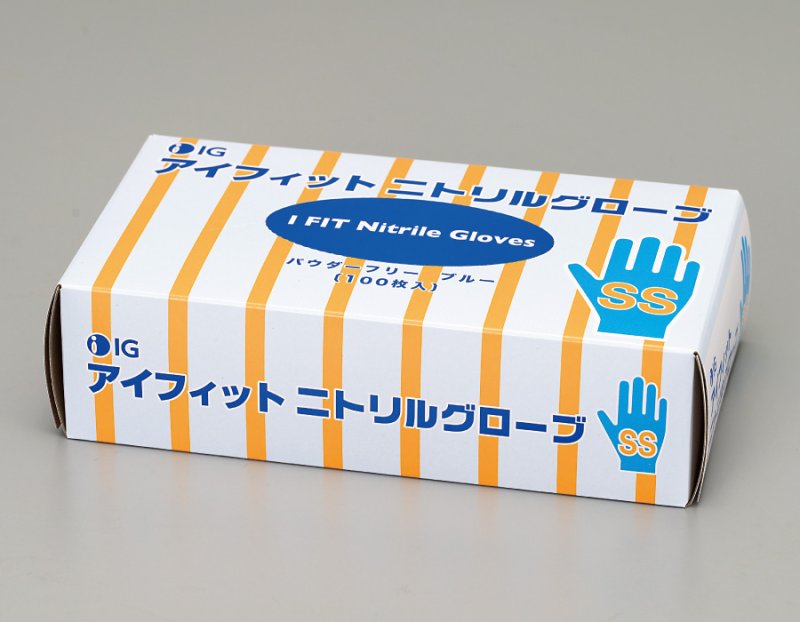 アイフィットニトリルグローブ 粉なしブルー SS | パンの包装工場
