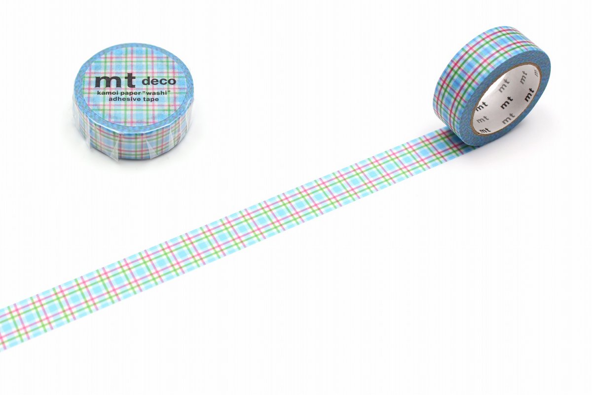 mt 1P　カラフルギンガムチェック・ブルー　15mm×7m