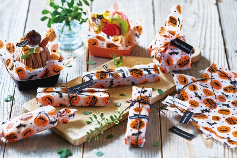 XW200 ハロウィーン ワックスペーパー（パンプキン）100枚 150×150