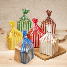 ストライプパン袋IPP　クリア×チョコレート　100入