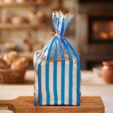 ストライプパン袋IPP　クリア×スカイブルー　100入