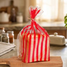 ストライプパン袋IPP　クリア×レッド　100入