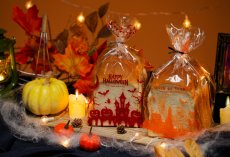 ハロウィーンキャッスルパン袋　赤　50入