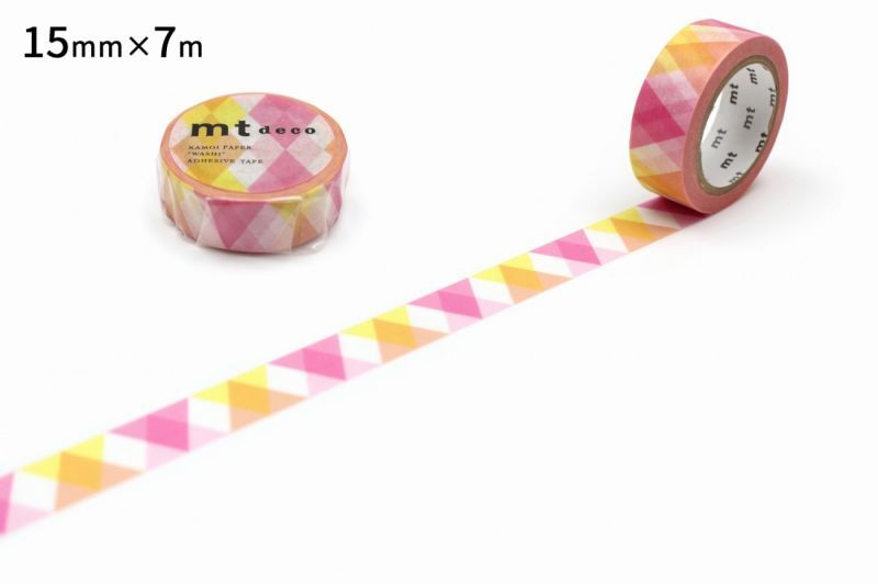 マスキングテープmt 1P 三角とダイヤ・ピンク 15mm×7m
