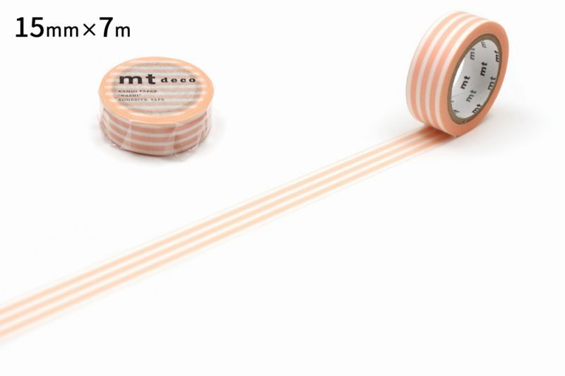 マスキングテープmt 1P ボーダー・ピーチクリーム 15mm×7m