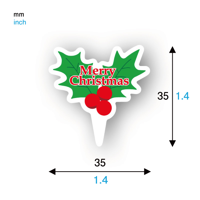 XG305　ケーキピック（ホーリー）100枚　クリスマス